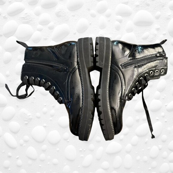 DUNE London Patent Black Combat Boot NWOT 8.5M - Picture 2 of 10